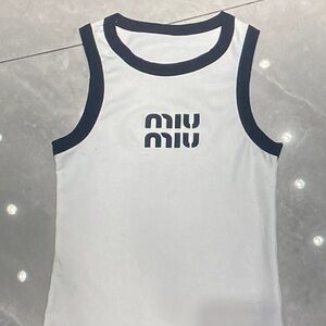 Miu Miu White Tank with Black Accents